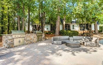 Outdoor grill with intimate seating area
